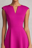 Load image into Gallery viewer, Fuchsia Satin A Line Midi Work Dress