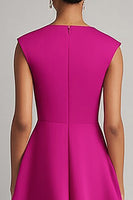 Load image into Gallery viewer, Fuchsia Satin A Line Midi Work Dress