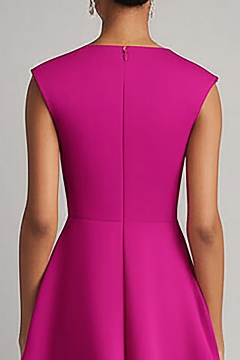 Load image into Gallery viewer, Fuchsia Satin A Line Midi Work Dress