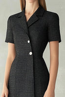 Load image into Gallery viewer, Black Notched Lapel Bodycon Single Breasted Midi Work Blazer Dress