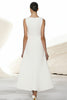 Load image into Gallery viewer, Ivory A Line Satin V-Neck Long Work Dress