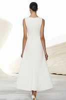 Load image into Gallery viewer, Ivory A Line Satin V-Neck Long Work Dress