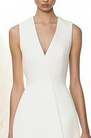 Load image into Gallery viewer, Ivory A Line Satin V-Neck Long Work Dress