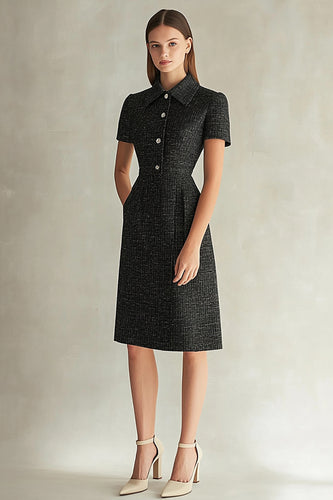 Black Bodycon Plaid Midi Work Blazer Dress