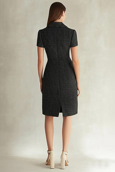 Black Bodycon Plaid Midi Work Blazer Dress