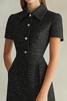 Load image into Gallery viewer, Black Bodycon Plaid Midi Work Blazer Dress