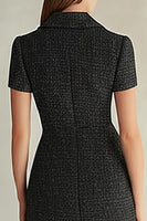 Load image into Gallery viewer, Black Bodycon Plaid Midi Work Blazer Dress