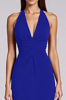 Load image into Gallery viewer, Black Satin Bodycon Backless Midi Halter Cocktail Dress