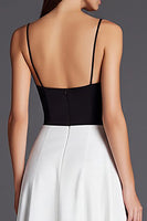 Load image into Gallery viewer, Black and White Satin Spaghetti Straps A Line Long Formal Dress