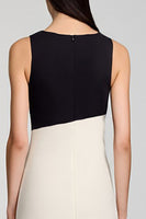 Load image into Gallery viewer, Black and White Ruffled Scoop Midi Satin Cocktail Dress