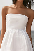 Load image into Gallery viewer, Ivory A Line Strapless Beach Midi Engagement Dress with Ruffles