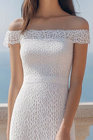 Load image into Gallery viewer, Lace Ivory Sheath Beach Maxi Rehearsal Dinner Dress