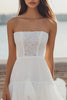 Load image into Gallery viewer, Ivory Strapless Tiered Organza High-Low Engagement Dress