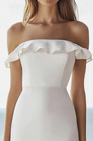 Load image into Gallery viewer, Ivory Satin Bodycon Midi Engagement Dress with Ruffles
