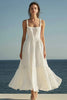 Load image into Gallery viewer, Ivory A Line Square Neck Maxi Engagement Dress with Ruffles