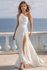 Load image into Gallery viewer, Ivory One Shoulder Beach Maxi Ruched Engagement Dress with Slit