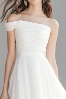 Load image into Gallery viewer, Ivory A Line One Shoulder Long Rehearsal Dinner Dress