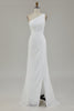 Load image into Gallery viewer, Ivory Chiffon One Shoulder Maxi Engagement Dress with Slit