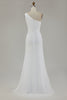 Load image into Gallery viewer, Ivory Chiffon One Shoulder Maxi Engagement Dress with Slit