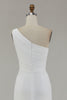 Load image into Gallery viewer, Ivory Chiffon One Shoulder Ruched Long Engagement Dress with Slit