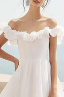 Load image into Gallery viewer, Ivory A Line Maxi Chiffon Wedding Reception Dress with Ruffles