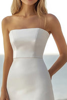 Load image into Gallery viewer, Simple Ivory Strapless Satin A Line Engagement Dress
