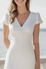 Load image into Gallery viewer, Simple Ivory A Line Maxi Satin Wedding Reception Dress with Slit