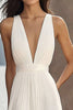 Load image into Gallery viewer, Ivory Chiffon Deep V-Neck Beach Maxi Engagement Dress
