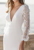 Load image into Gallery viewer, Ivory Satin Long Sleeves Wedding Reception Dress with Appliques