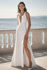 Load image into Gallery viewer, Ivory Sheath Satin Maxi Wedding Reception Dress with Slit