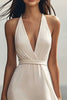 Load image into Gallery viewer, Ivory Halter A Line Maxi Chiffon Rehearsal Dinner Dress