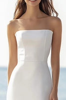 Load image into Gallery viewer, Simple Ivory Strapless Satin Long Rehearsal Dinner Dress