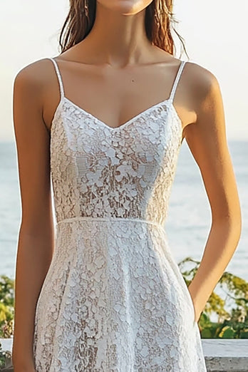 Ivory Lace A Line Maxi Beach Engagement Dress