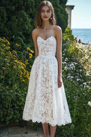 Load image into Gallery viewer, Lace Ivory Sweetheart Beach Maxi Engagement Dress