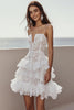 Load image into Gallery viewer, Lace Ivory Corset A Line Short Bachelorette Dress with Ruffles