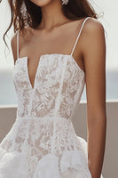 Load image into Gallery viewer, Lace Ivory Corset A Line Short Bachelorette Dress with Ruffles