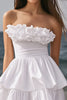 Load image into Gallery viewer, Ivory Tiered A Line Strapless Short Bachelorette Dress with Ruffles