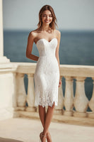 Load image into Gallery viewer, Lace Ivory Sweetheart Bodycon Midi Bachelorette Dress