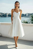 Load image into Gallery viewer, SimpleIvory  Satin Spaghetti Straps A Line Midi Bridal Shower Dress