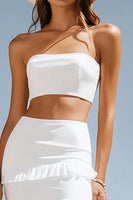 Load image into Gallery viewer, Ivory Tiered 2 Piece Maxi Boho Western Wedding Dress