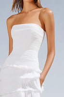 Load image into Gallery viewer, Ivory Strapless Tiered Boho Western Wedding Dress with Ruffles