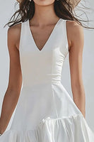 Load image into Gallery viewer, Ivory V-Neck A Line High-Low Boho Western Wedding Dress