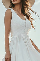 Load image into Gallery viewer, Ivory A Line V-Neck Boho Western Wedding Dress