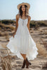 Load image into Gallery viewer, Ivory Asymmetrical Boho Chiffon Western Wedding Dress with Lace