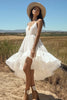 Load image into Gallery viewer, Ivory A Line V-Neck Midi Boho Western Wedding Dress