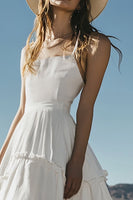 Load image into Gallery viewer, Ivory A Line Boho Midi Western Wedding Dress with Ruffles