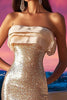 Load image into Gallery viewer, Sparkly Champagne Short Strapless Tight Cocktail Dress with Sequin