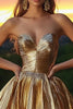 Load image into Gallery viewer, Sparkly Gold Sweetheart Short Metallic Cocktail Dress with Pleats