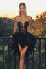 Load image into Gallery viewer, Sweetheart Black Lace High-Low Cocktail Dress with Ruffles