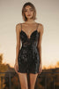 Load image into Gallery viewer, Spaghetti Straps Black Lace Tight Short Cocktail Dress